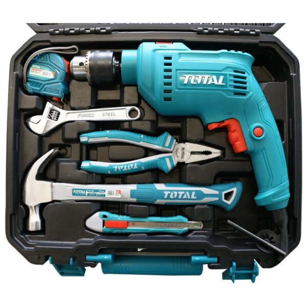 Caisse à outils 115 pièces Avec Perceuse 680W TOTAL