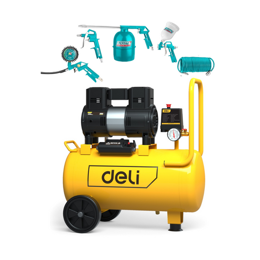 Compresseur d'air silencieux 25L- delitools + pack 5pcs