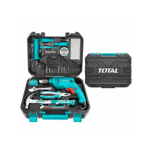 Caisse à outils 115 pièces Avec Perceuse 680W TOTAL