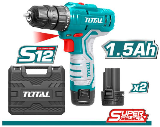 Perceuse sans fil Li-ion 12V 1,5Ah 2 batteries
