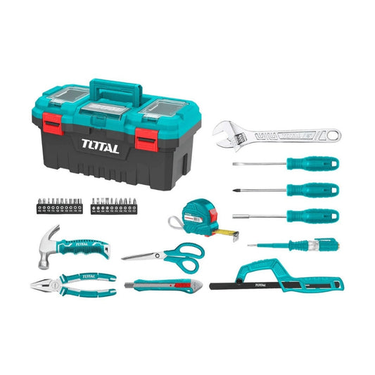 Boite a outils avec 32 outils à main Total